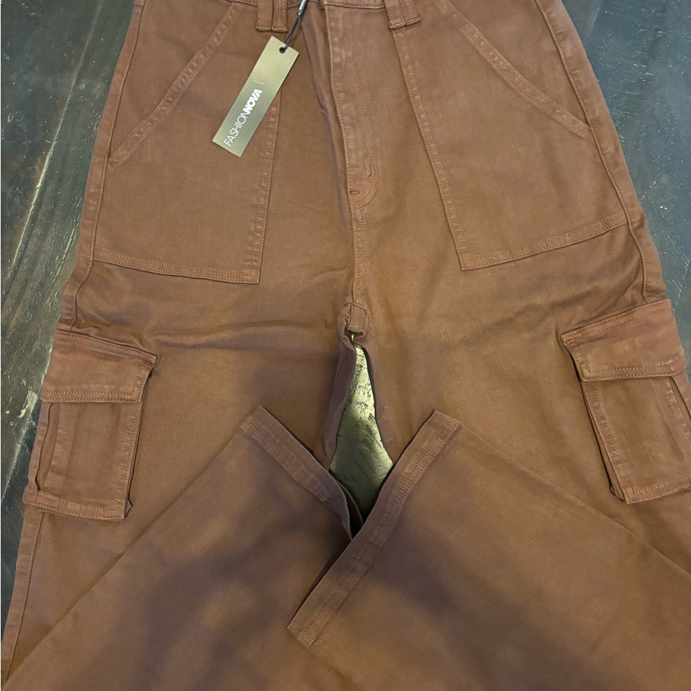 Fashion Nova Dark Brown Cargo Pants